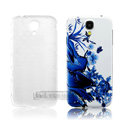 IMAK Relievo Painting Case Butterfly Flower Battery Cover for Samsung GALAXY S4 I9500 SIV - Blue
