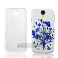 IMAK Relievo Painting Case Flower Battery Cover for Samsung GALAXY S4 I9500 SIV - Blue