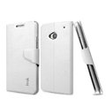 IMAK Slim Flip leather Case support Holster Cover for HTC One M7 801e - White