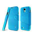 IMAK Squirrel lines leather Case Support Holster Cover for Samsung GALAXY S4 I9500 SIV - Sky blue