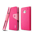 IMAK cross Flip leather case book Holster holder cover for HTC One M7 801e - Rose