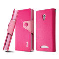 IMAK cross Flip leather case book Holster holder cover for OPPO U705T Ulike2 - Rose