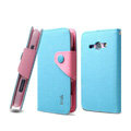IMAK cross Flip leather case book Holster holder cover for Samsung i829 Galaxy Style Duos - Blue