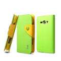 IMAK cross Flip leather case book Holster holder cover for Samsung i829 Galaxy Style Duos - Green
