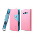 IMAK cross Flip leather case book Holster holder cover for Samsung i829 Galaxy Style Duos - Pink