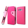 IMAK cross Flip leather case book Holster holder cover for Samsung i829 Galaxy Style Duos - Rose