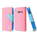 IMAK cross Flip leather case book Holster holder cover for TCL S600 - Pink