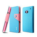 IMAK cross leather case Button holster holder cover for HTC One 802t - Blue