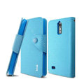 IMAK cross leather case Button holster holder cover for HUAWEI A199 Ascend G710 - Blue