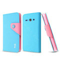 IMAK cross leather case Button holster holder cover for Huawei C8813 - Blue