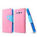 IMAK cross leather case Button holster holder cover for Huawei C8813 - Pink