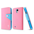 IMAK cross leather case Button holster holder cover for Samsung GALAXY S4 I9500 SIV - Pink