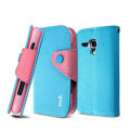 IMAK cross leather case Button holster holder cover for Samsung i8262D GALAXY Dous - Blue
