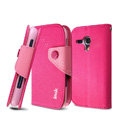 IMAK cross leather case Button holster holder cover for Samsung i8262D GALAXY Dous - Rose