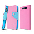 IMAK cross leather case Button holster holder cover for TCL S800 - Pink