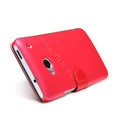 Nillkin Fresh leather Case Bracket Holster Cover Skin for HTC One 802t - Red