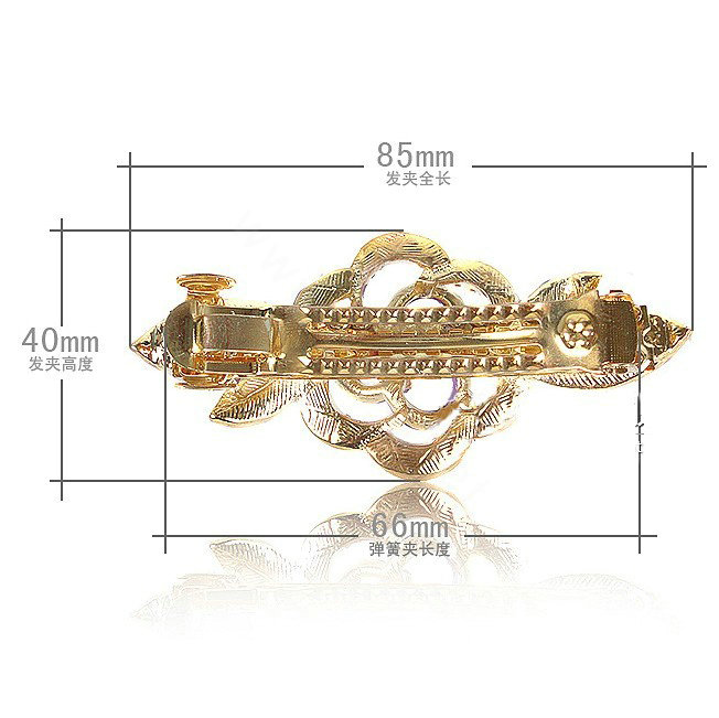 Crystal Rhinestone Flower Hair Clip Barrette Metal Hair Slide - Purple