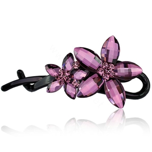 Diamond Crystal Flower Twist Hair Clip Slide Clamp Hair Accessories - Purple