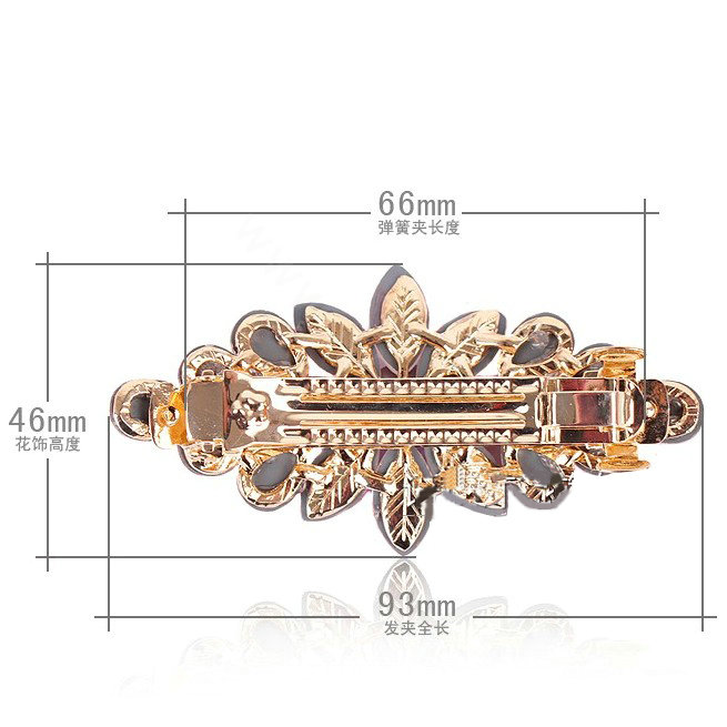 Luxury Crystal Rhinestone Flower Hair Barrette Clip Metal Hair Slide - Blue