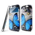 IMAK Flip Leather Case Holster Painting Battery Cover for Samsung I9190 GALAXY S4 Mini - Butterfly