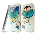 IMAK Flip Leather Case Holster Painting Battery Cover for Samsung I9190 GALAXY S4 Mini - Flower