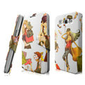 IMAK Flip Painting leather Case support Holster Cover for Samsung i855 Galaxy Win - White