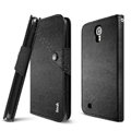 IMAK cross Flip leather case book Holster cover for Samsung I9200 Galaxy Mega 6.3 - Black