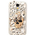 Bling Skull Crystal Cover Rhinestone Diamond Case For Samsung GALAXY S4 I9500 SIV - White