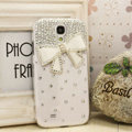 Bowknot diamond Crystal Cases Bling Hard Covers for Samsung GALAXY S4 I9500 SIV - White