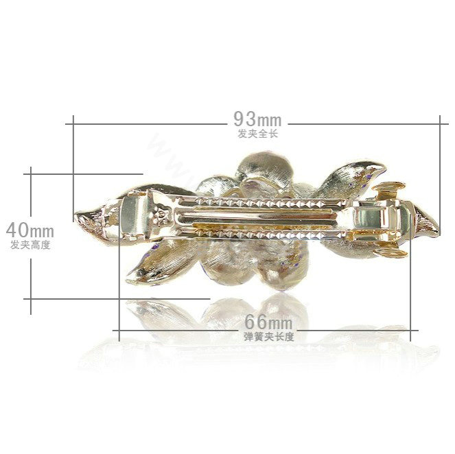 Crystal Rhinestone Elegant Flower Hair Barrette Clip Metal Hairpin - Blue
