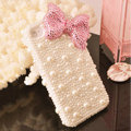 Bling Bowknot Crystal Cases Rhinestone Pearls Covers for iPhone 5C - Pink