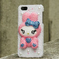 Bling Rabbit Crystal Cases Rhinestone Pearls Covers for iPhone 5C - Pink