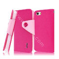 IMAK cross leather case Button holster holder cover for iPhone 5C - Rose