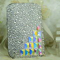 Luxury Bling Holster Covers diamond Crystal leather Cases for iPhone 5C - White