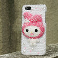 Bling Rabbit Crystal Cases Rhinestone Pearls Covers for iPhone 5S - Rose