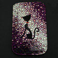 Luxury Bling Holster Covers Cat Crystal diamond Cases for iPhone 5S - Purple