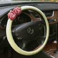 Auto Car Steering Wheel Cover Bowknot Deerskin Diameter 15 inch 38CM - Green