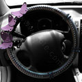 Auto Car Steering Wheel Cover Butterfly Crystal Genuine leather Diameter 14 inch 36CM - Black