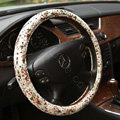 Auto Car Steering Wheel Cover Floral Lace Polyester Diameter 15 inch 38CM - White