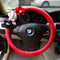 Auto Car Steering Wheel Cover Flower Imitation sheepskin Diameter 15 inch 38CM - Red