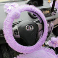 Auto Car Steering Wheel Cover Flower Lace Polyester Diameter 15 inch 38CM - Purple