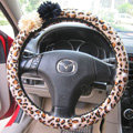 Auto Car Steering Wheel Cover Flower Leopard Velveteen Diameter 15 inch 38CM - Brown