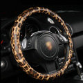 Auto Car Steering Wheel Cover Leopard PU leather Diameter 16 inch 40CM - Brown