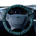 Auto Car Steering Wheel Cover Leopard PVC leather Diameter 15 inch 38CM - Blue