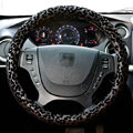 Auto Car Steering Wheel Cover Leopard PVC leather Diameter 15 inch 38CM - Coffee