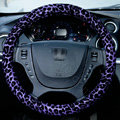 Auto Car Steering Wheel Cover Leopard PVC leather Diameter 15 inch 38CM - Purple