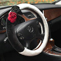 Auto Car Steering Wheel Cover Rose Cashmere Diameter 16 inch 40CM - Black+White