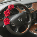 Auto Car Steering Wheel Cover Rose Deerskin Diameter 14 inch 36CM - Red Black