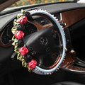 Auto Car Steering Wheel Cover Rose Pearl Deerskin Diameter 14 inch 36CM - Blue