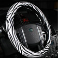 Auto Car Steering Wheel Cover Zebra PU leather Diameter 15 inch 38CM - Black White